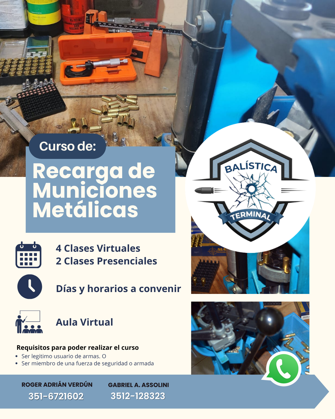 Curso de recarga de cartuchos metálicos